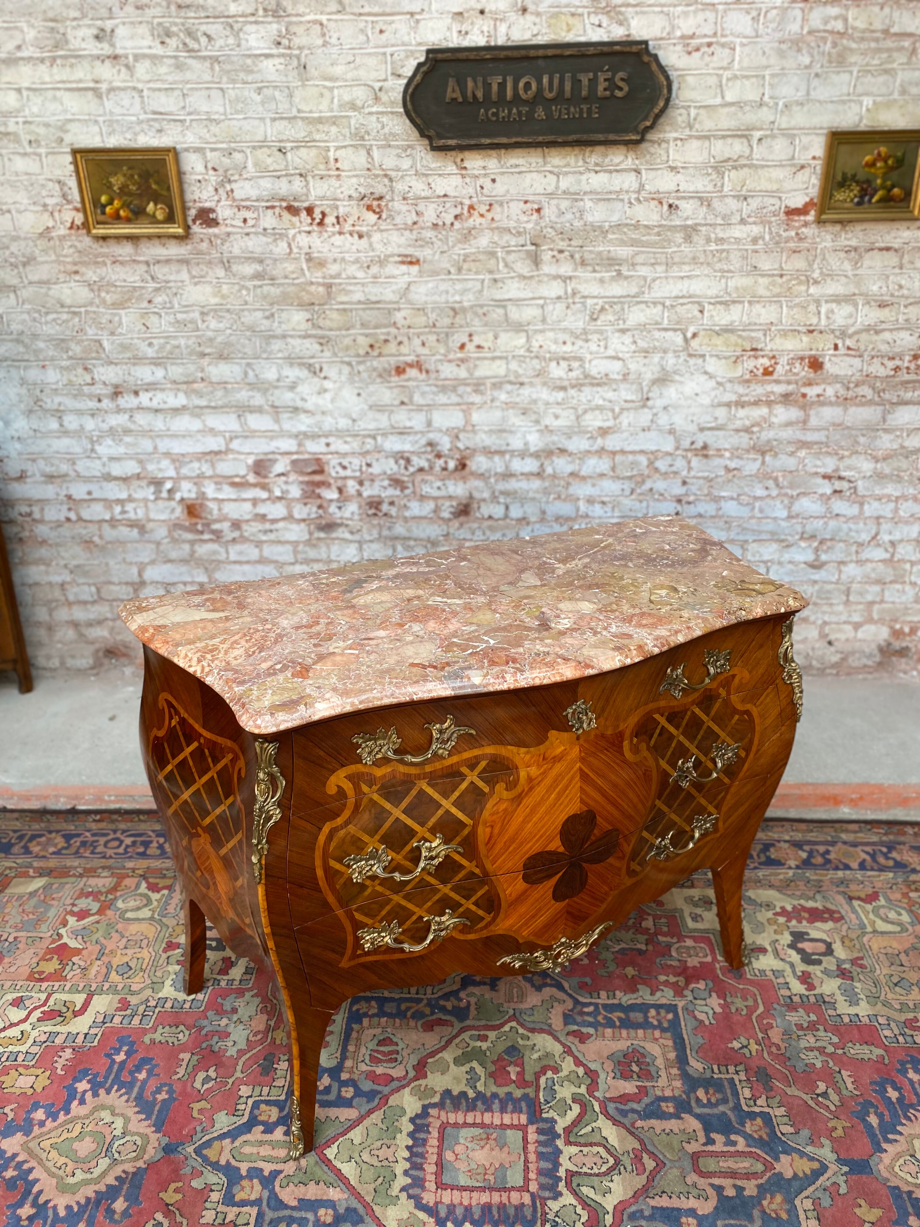 Chest of drawers stamped in marquetry Louis XV style
