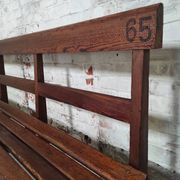 Long Wooden Church Pew | Antique Bench with Cast Iron Details | Seating