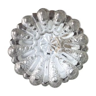 Round ceiling lamp in bubbled glass / vintage 60s-70s
