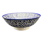 Moroccan ceramic handcrafted flat salad bowl from the city of Fez in Morocco