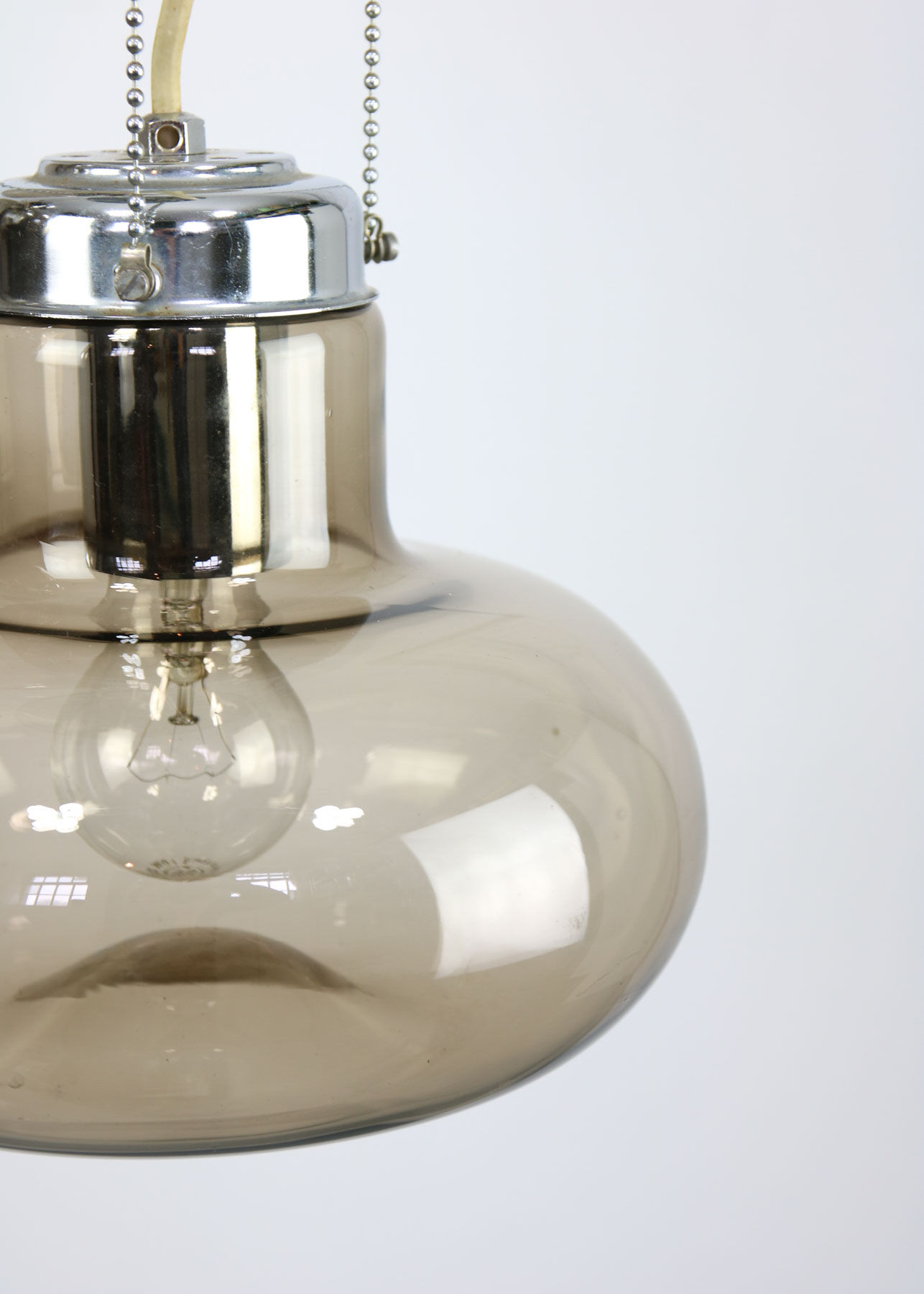 Vintage italian smoked glass chandelier, 1970s