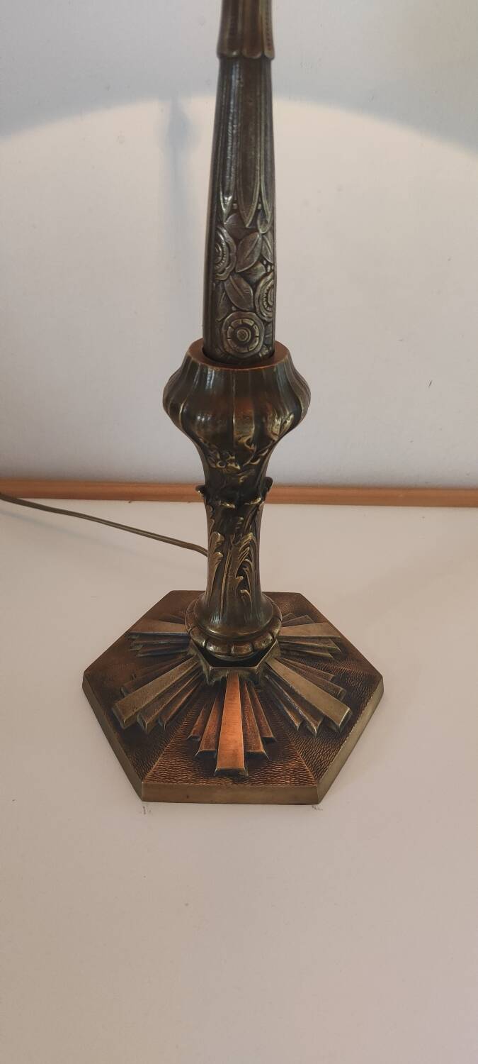 Art nouveau lamp signed Paris Stars 1950 and glass paste