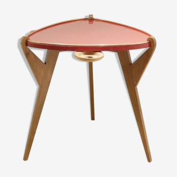 Table d'appoint tripode laqué rouge mobilier Reconstruction 1950s