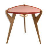 Tripod red lacquered side furniture table Reconstruction, 1950 s