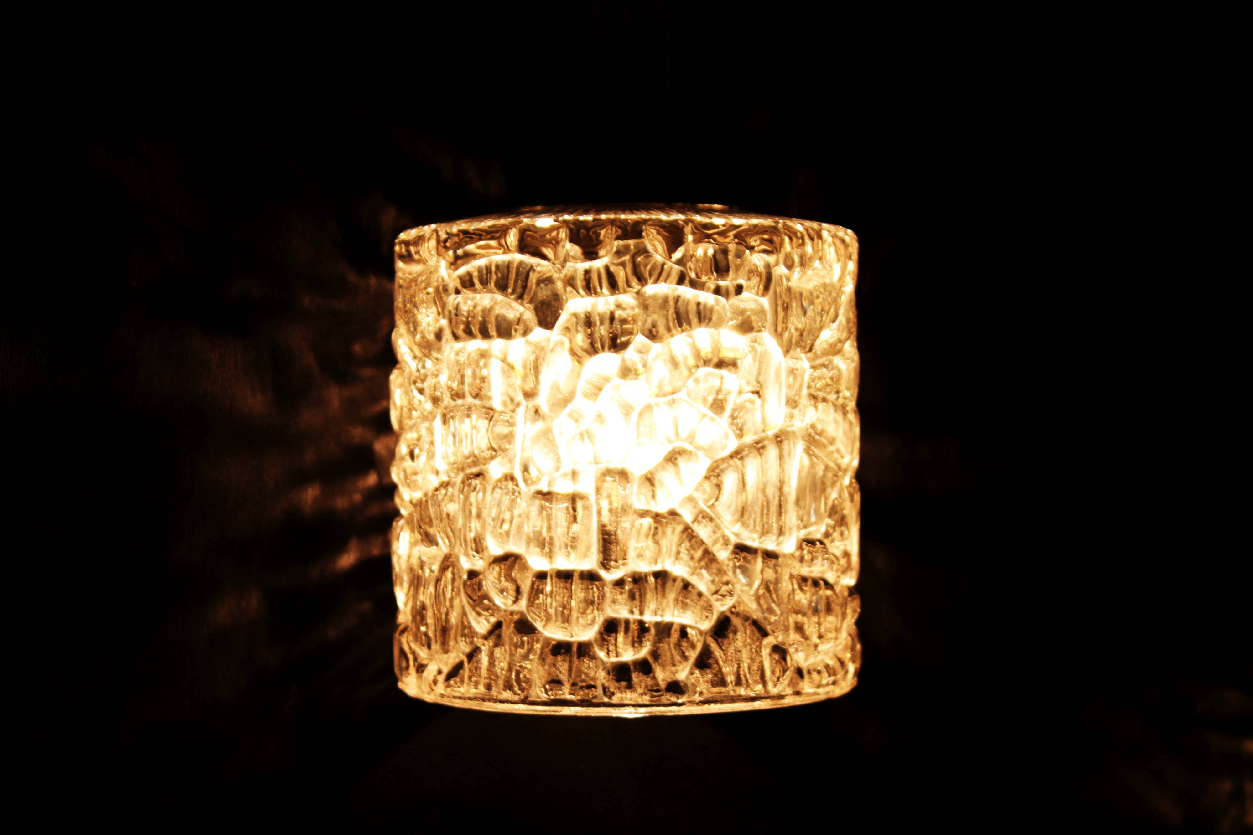 Vintage pendant light with 3 glass and chrome elements, 1960.