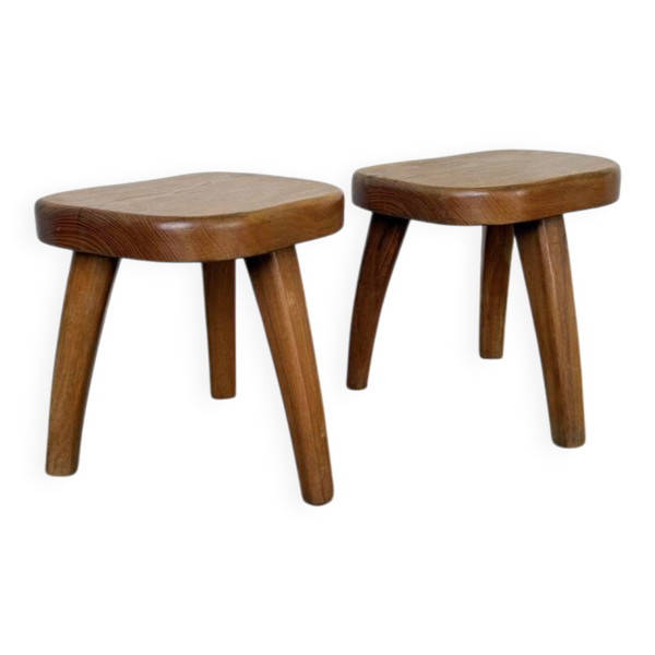 Paire de tabourets Henri Bataille chêne