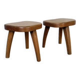Pair of Henri Bataille oak stools