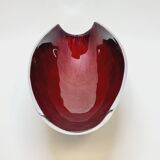 Designer bowl centerpiece in iridescent red enameled metal