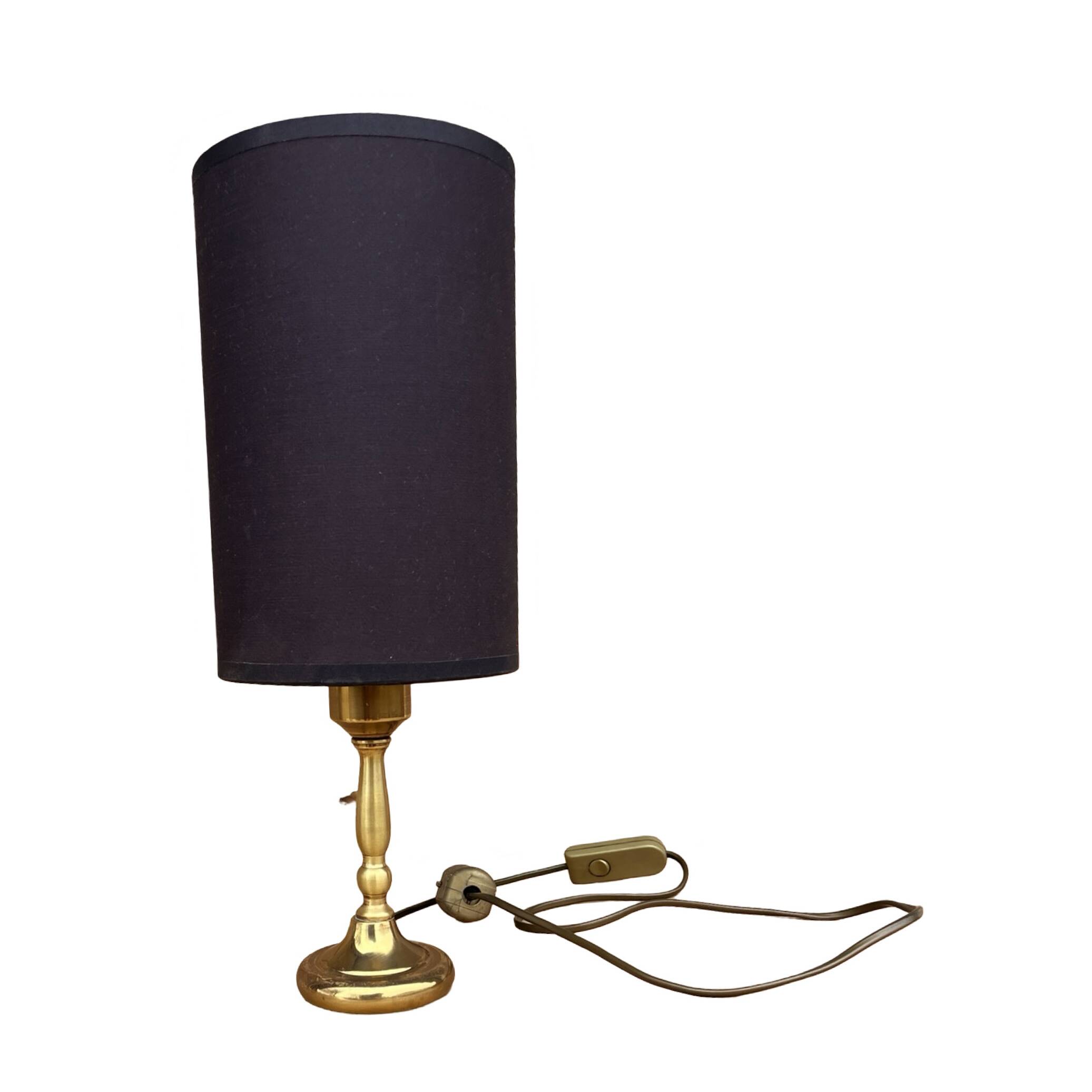 Brass night lamp, table lamp with lampshade, Germany, 1970s.