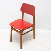 Mid-century colour chair, vintage wooden accent seating, 1960s