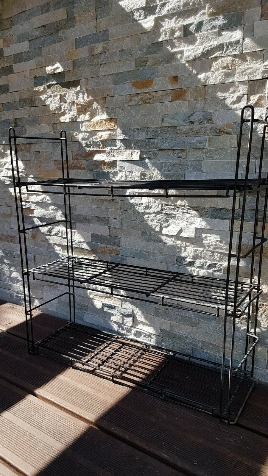 Vintage wall shelf in black wired metal 70s