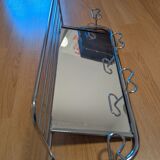 Coat rack with 4 hooks, mirror, chrome metal