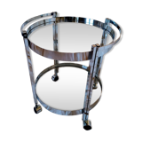 Vintage chrome and glass serving trolley from the 1970s