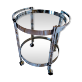 Vintage chrome and glass serving trolley from the 1970s