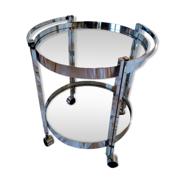 Desserte vintage chrome et verre 1970's