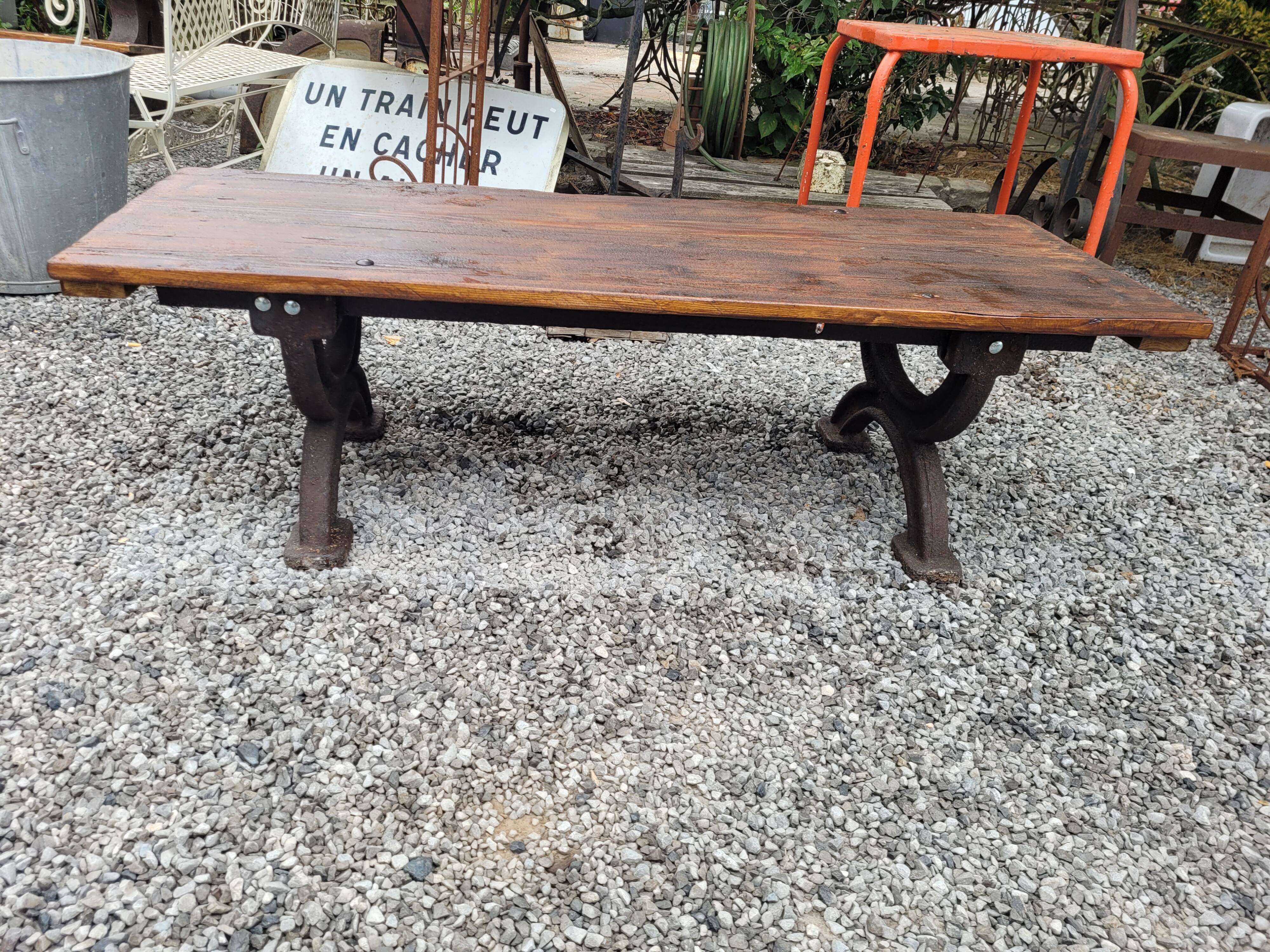 Bench or garden coffee table cast iron legs 150×56cms