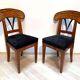 Set of Pair of Biedermeier Shovel Chairs, Walnut, Ink Painting, South Germany, 1830s
