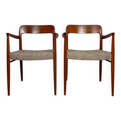 2 chaises de salle à manger danoises en teck n° 56 par Niels O. Møller, années 1950