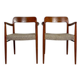 1950s Set of 2 Danish Teak Dining Chairs No. 56 by Niels O. Møller