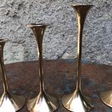 Series of 5 brass candlesticks