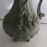 Large vintage pewter ewer 92% art deco floral