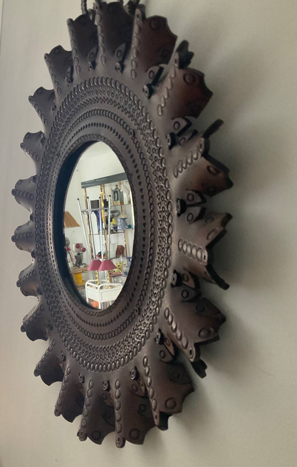 Vintage leather mirror
