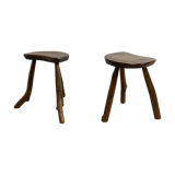 Pair of brutalist tripod stools
