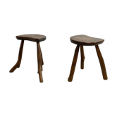 Paire de tabourets tripodes brutalistes