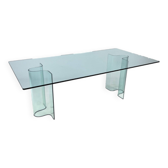 XXL Curved Glass Dining Table by Fiam Italia, 1990s