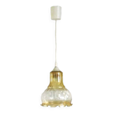 Vintage French signed Vianne amber glass ceiling light with floral decoration 4523
