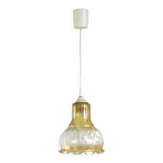 French vintage signed vianne amber glass ceiling light floral decoration 4523