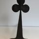 Pair of wrought steel and iron chenets with clover decorations 1950