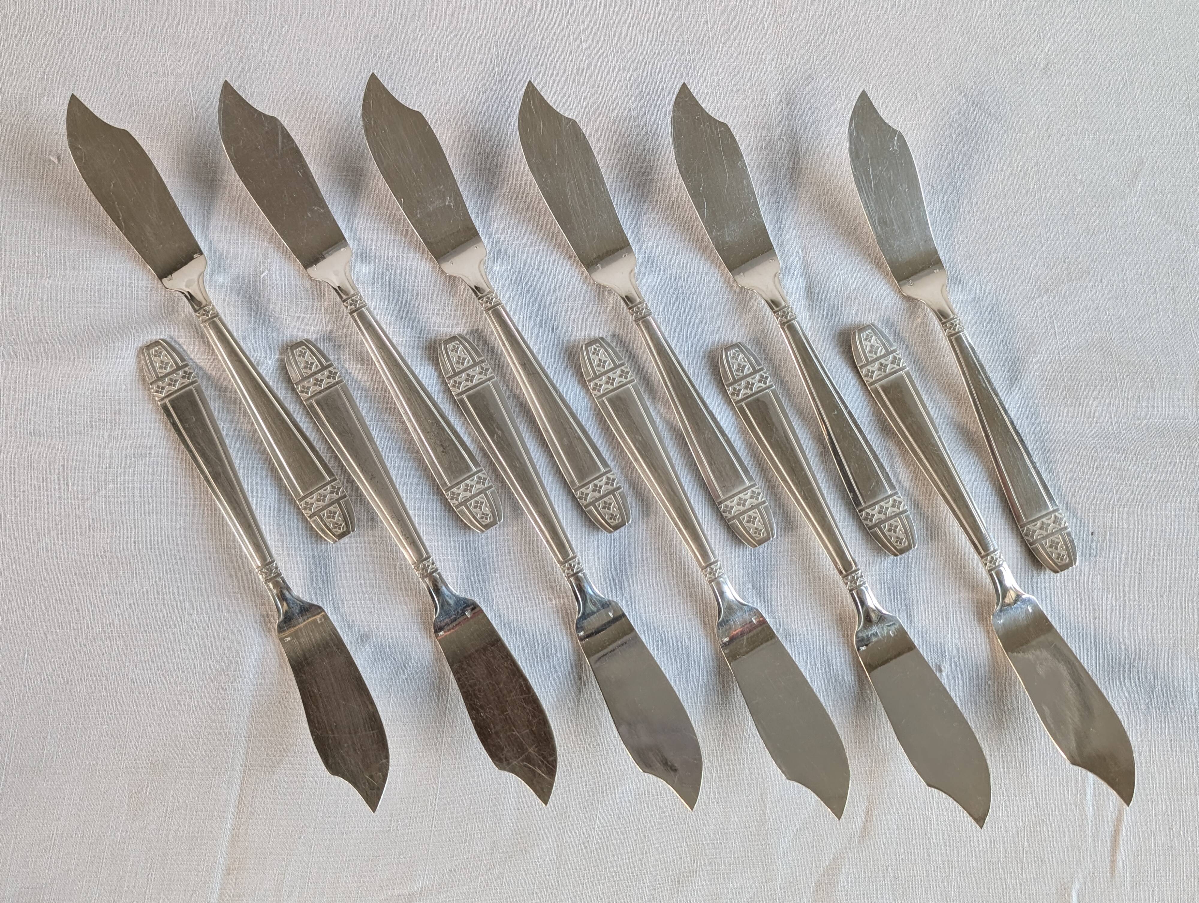 Art Deco silver-plated fish service