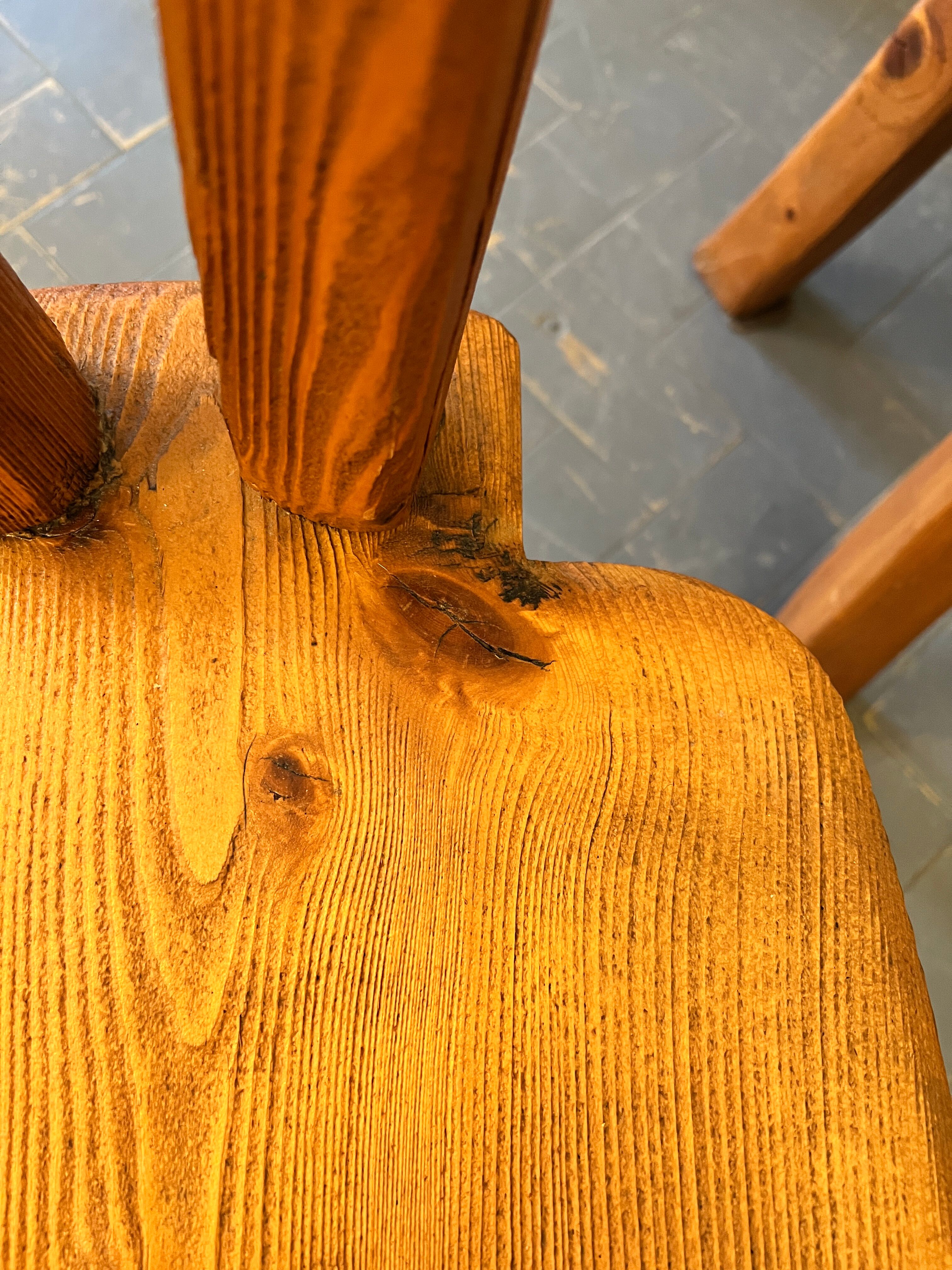 4 antique solid pine chairs