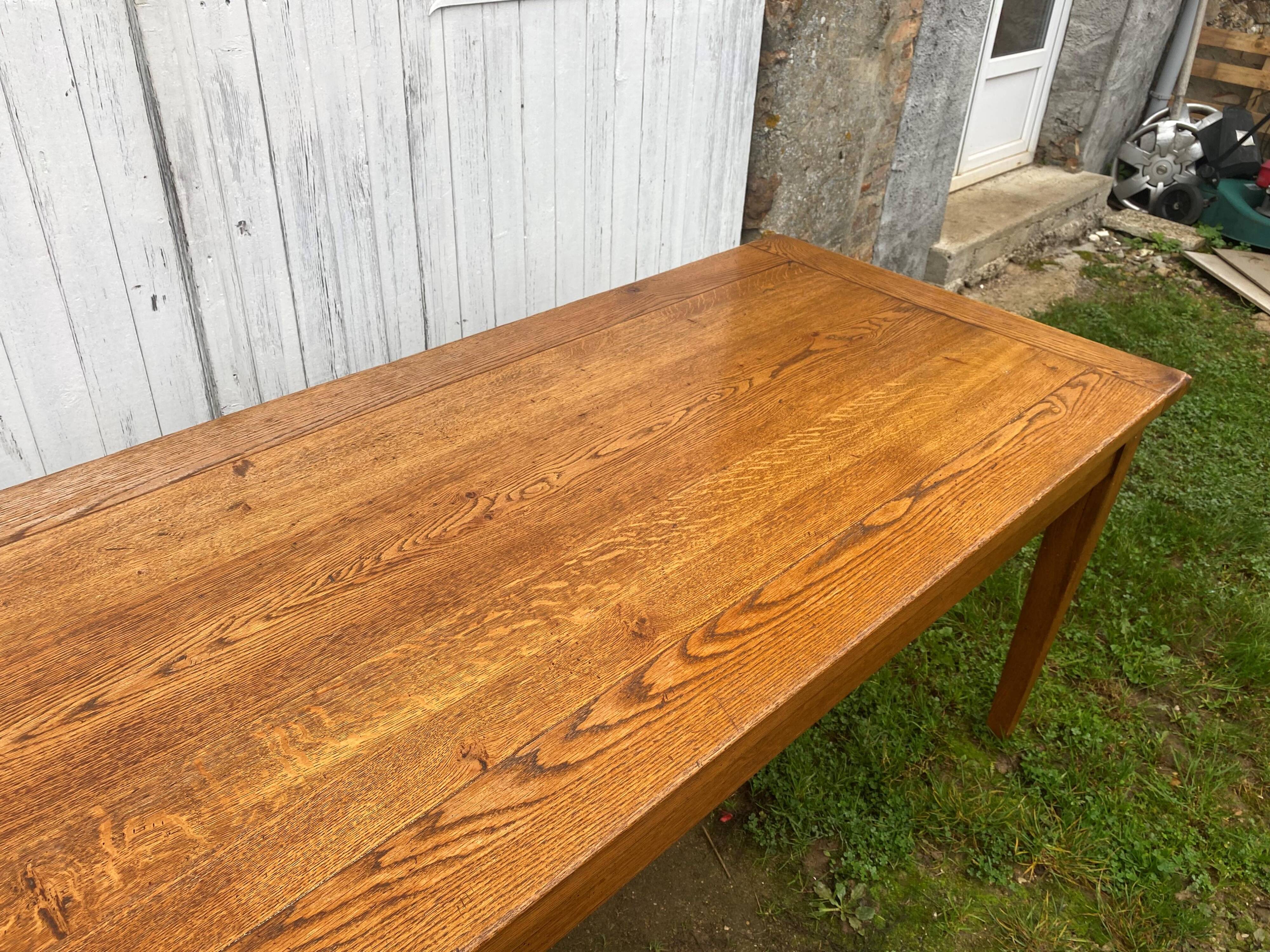 Solid oak dining farmhouse table with 1 extension 1990