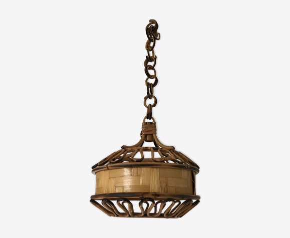 Suspension en rotin vintage