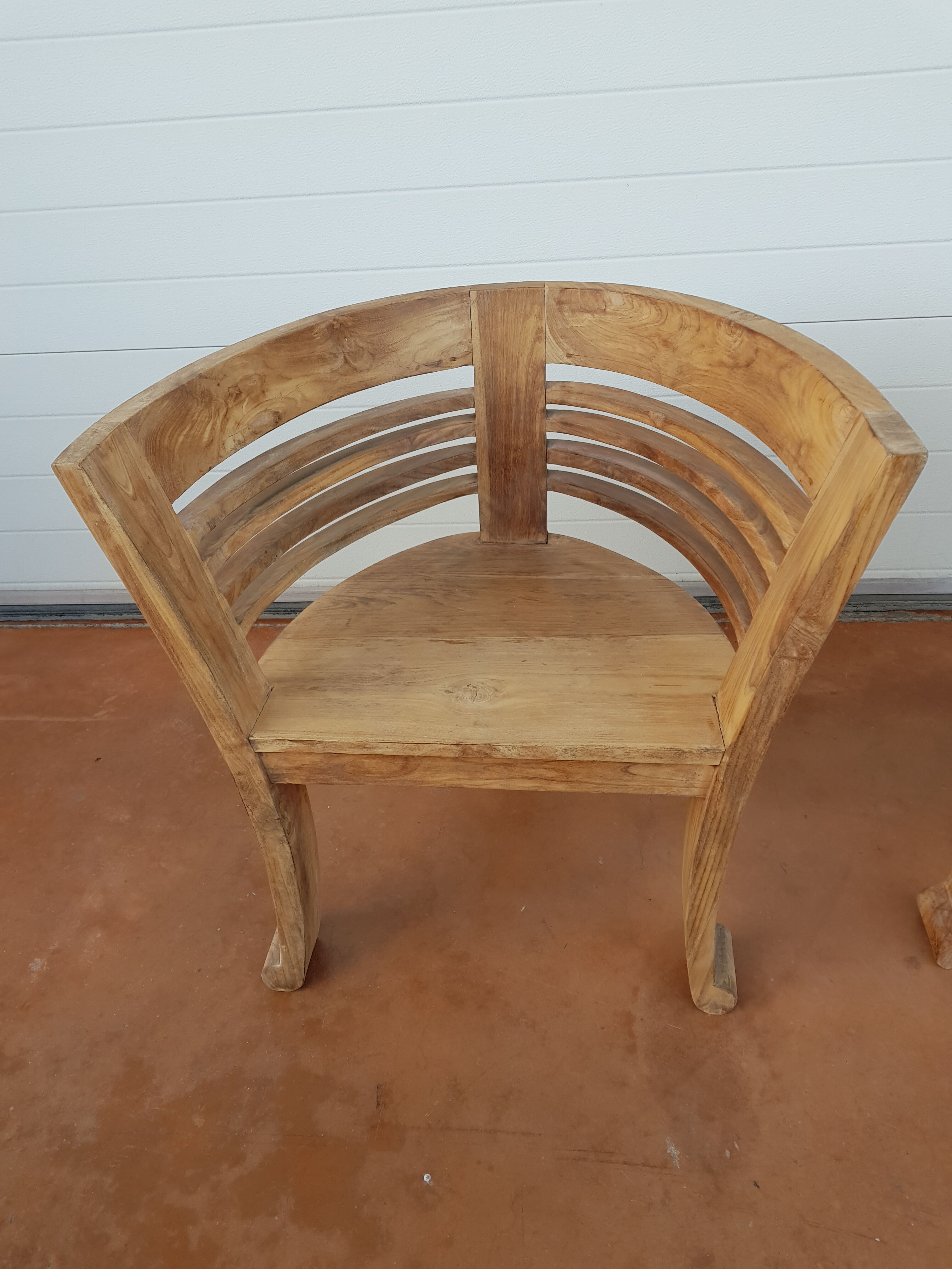 2 Colonial-style Semi-Moon Chairs in Exotic Wood
