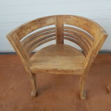 2 Colonial-style Semi-Moon Chairs in Exotic Wood