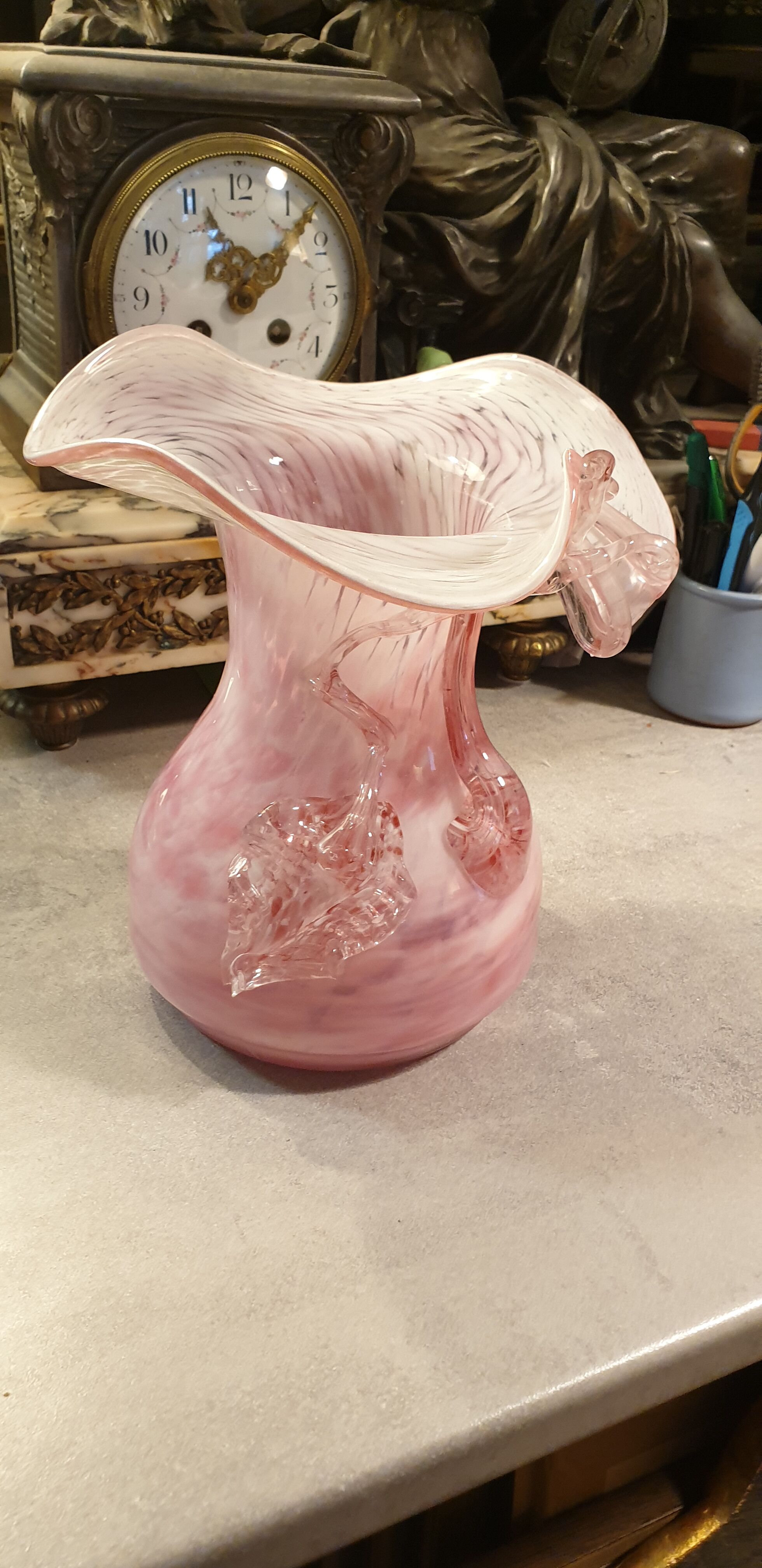 Colored blown glass vase