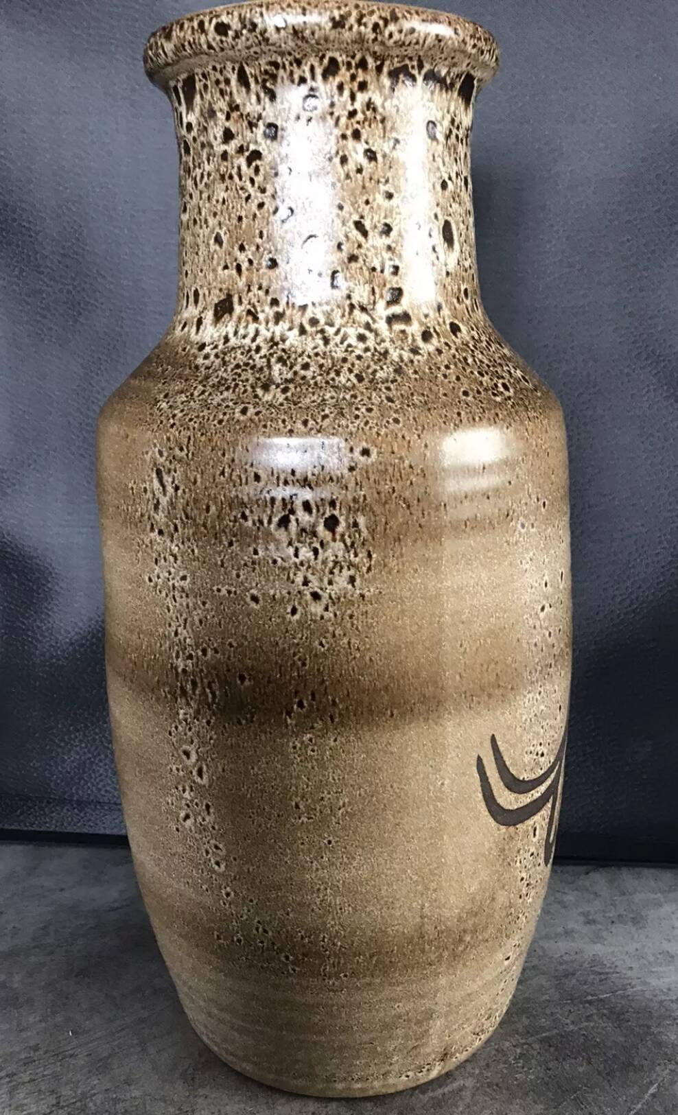 Saint clement ceramic vase with rock decoration 1950/60 38 cm