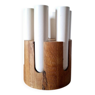 90s ceramic and wood multiple soliflor