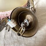 Pendant light in frosted glass and beads