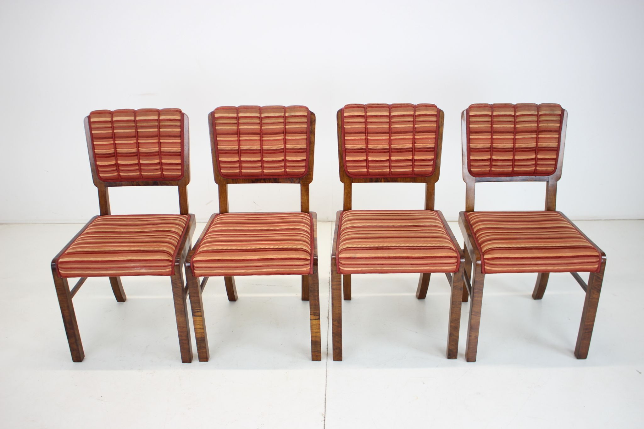 1930s set of 4 art deco dining chairs, czechoslovakia
