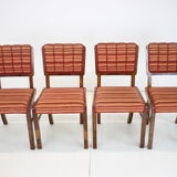 1930s set of 4 art deco dining chairs, czechoslovakia
