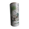 China porcelain roll vase green family with poem 28cm XIX