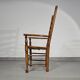 Ensemble de 4 chaises de salle à manger en chêne, rustiques, de ferme, à dossier en échelle avec sièges en jonc, années 1960
