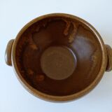 Brown Digoin stoneware bowl with handles