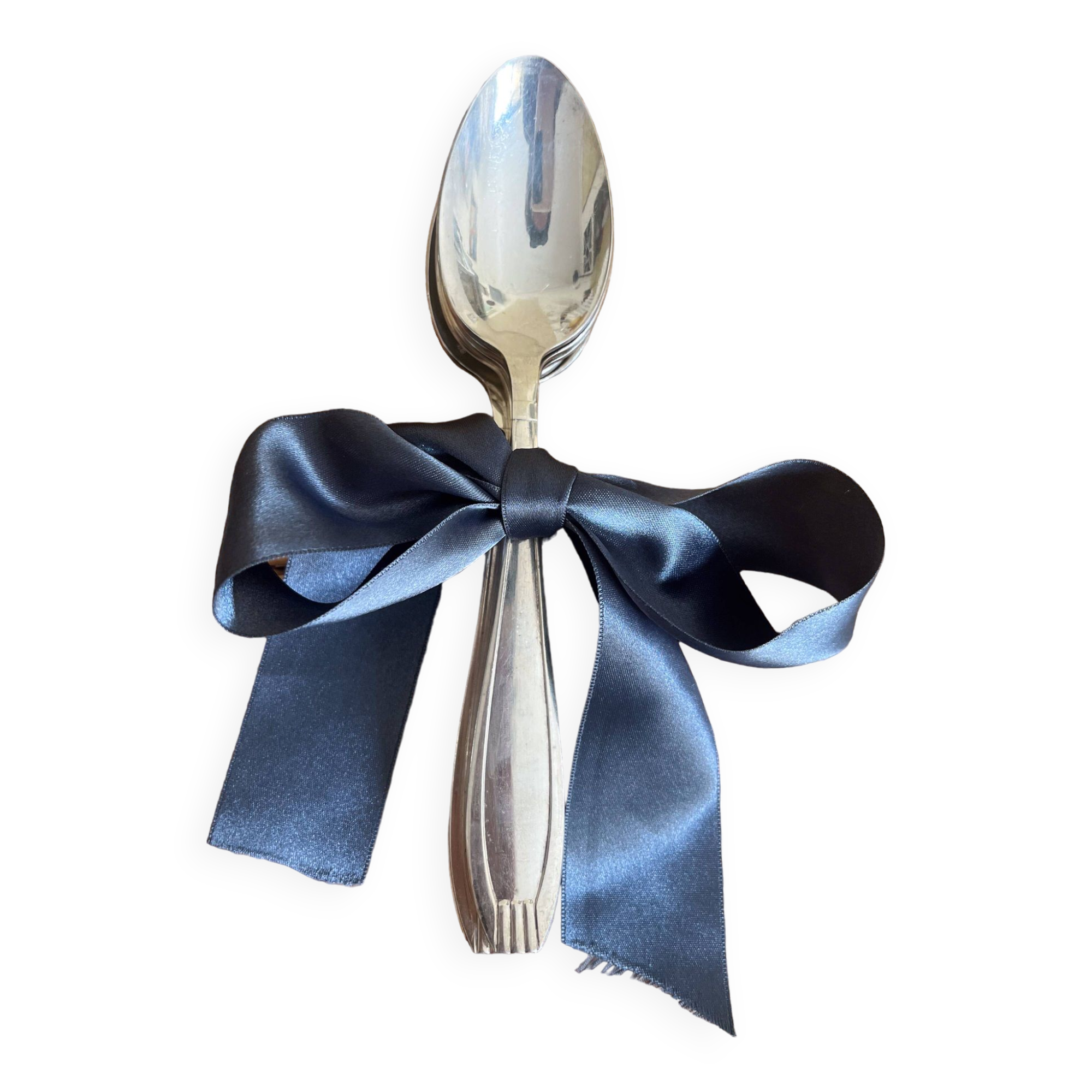 Set of 6 silver metal spoons