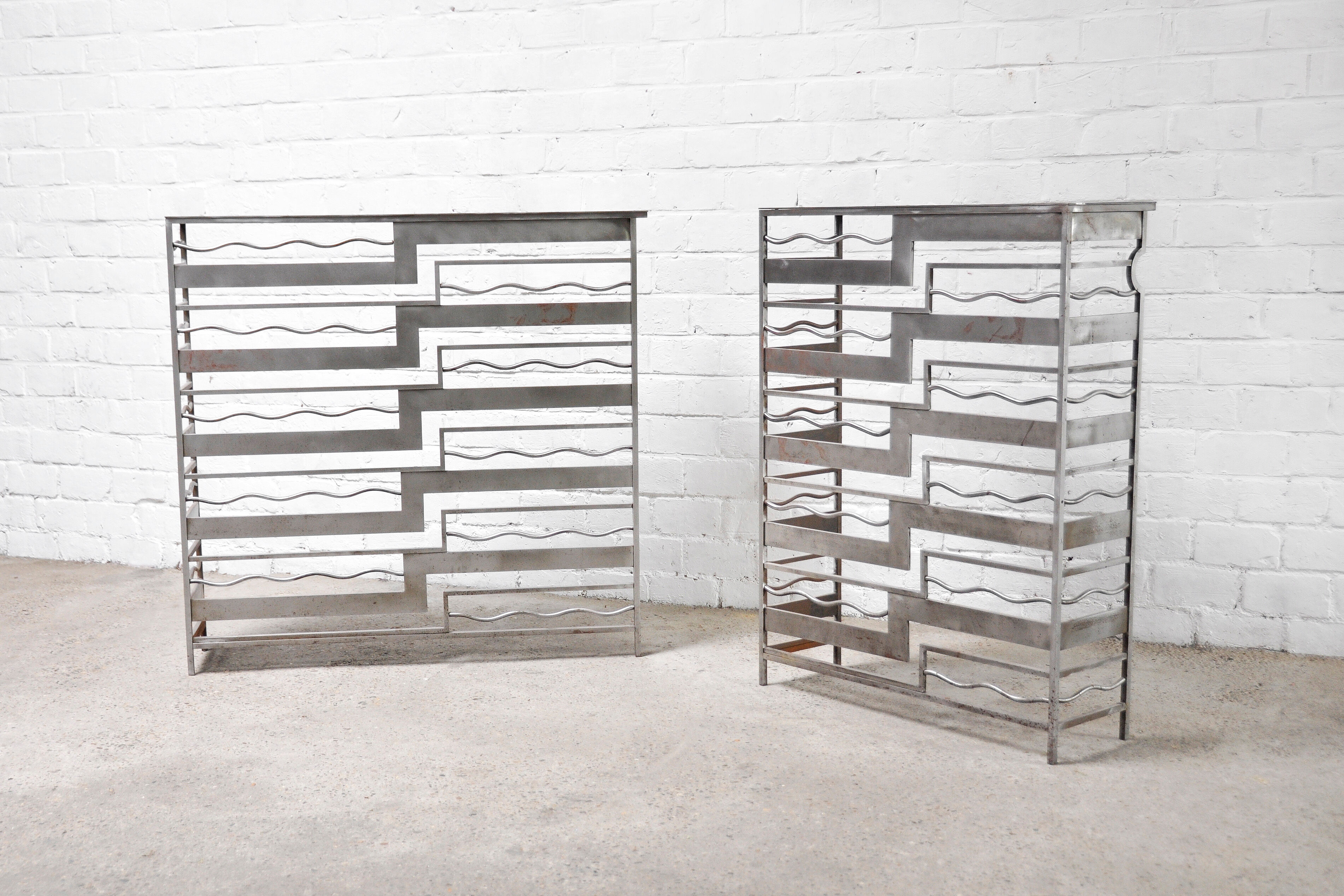 Vintage french metal geometric consoles