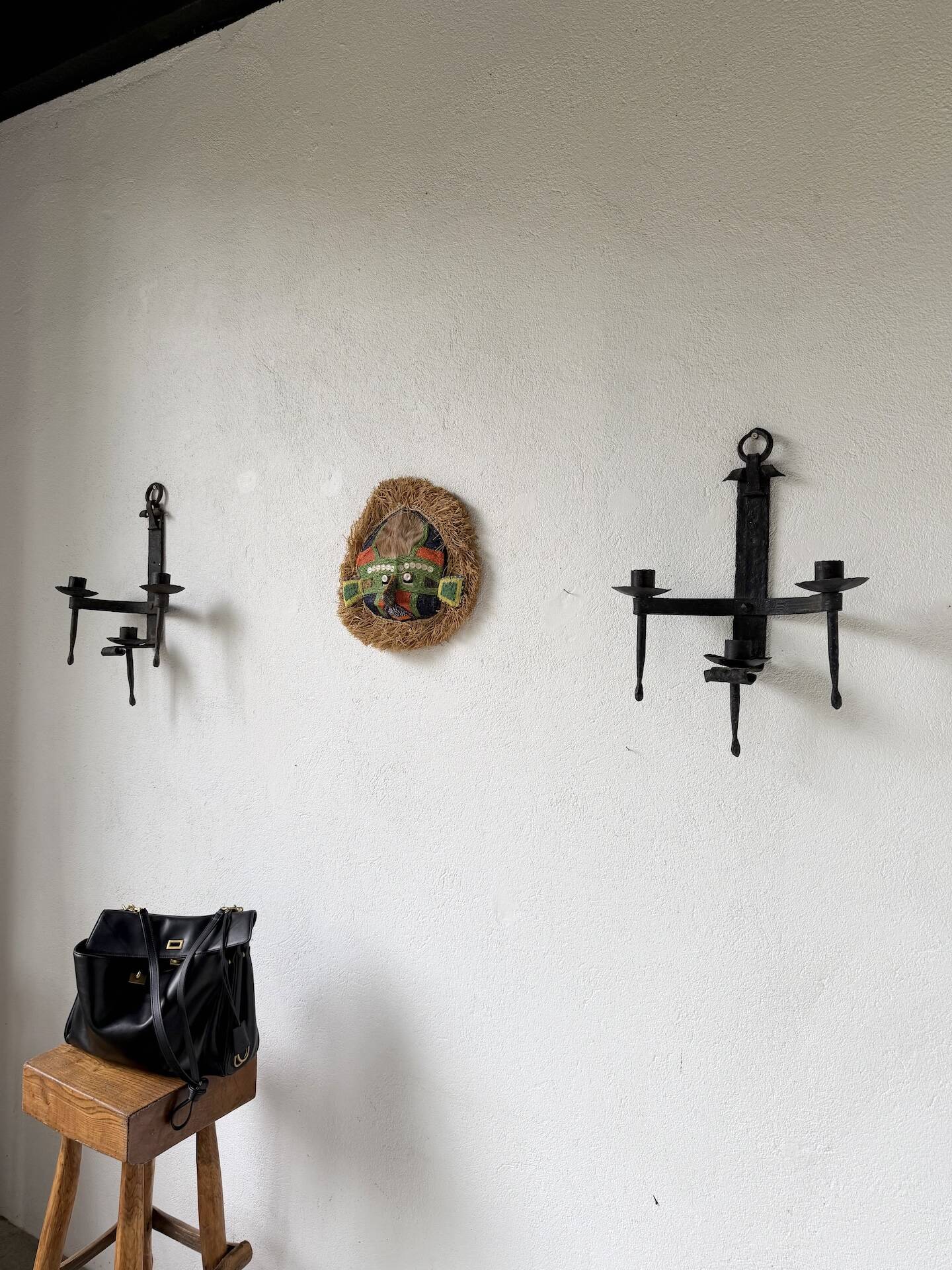 Wrought iron candle holders 1900 brutalist sconces